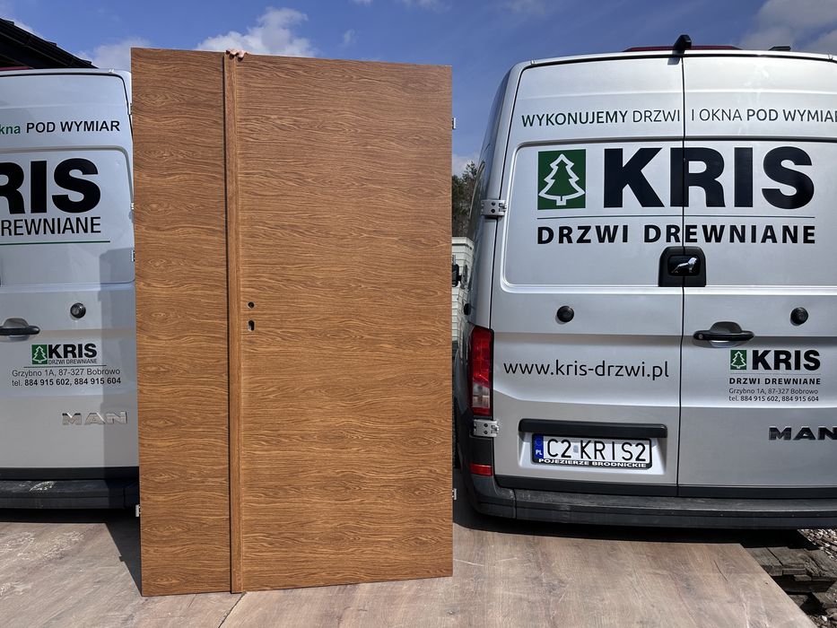 Drzwi drewniane dwuskrzydłowe OD RĘKI dębowe złoty dąb Cała Polska