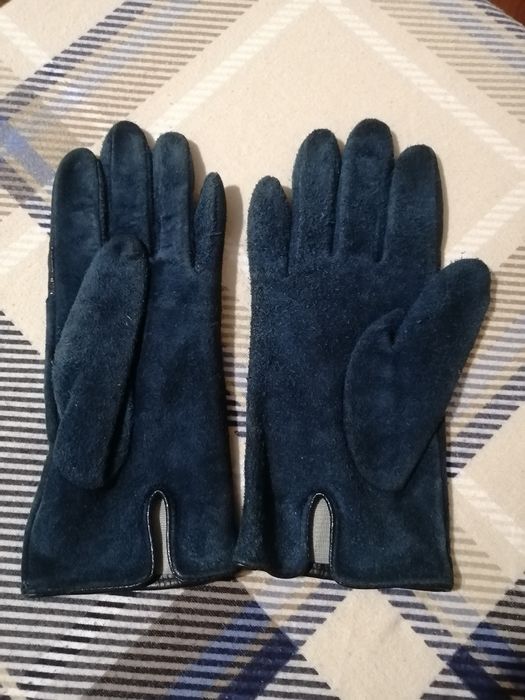 Жіночі шкіряні замшеві перчатки сині