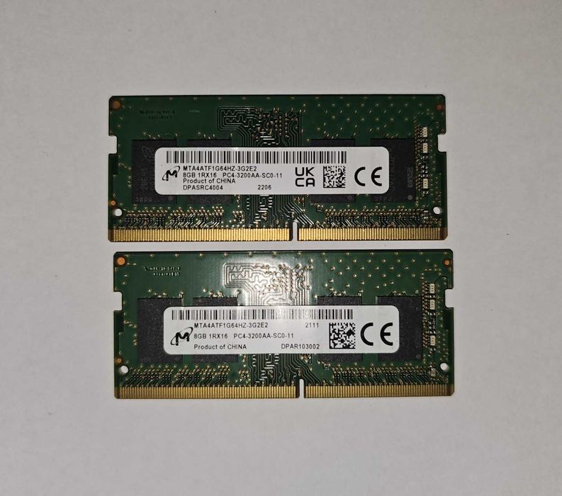Kit Memórias RAM SODIMM 16Gb DDR4 Micron 3200MHz (2x8Gb) para Portátil