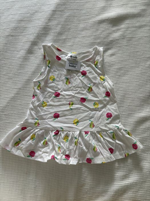 Vestido/top criança branco frutas