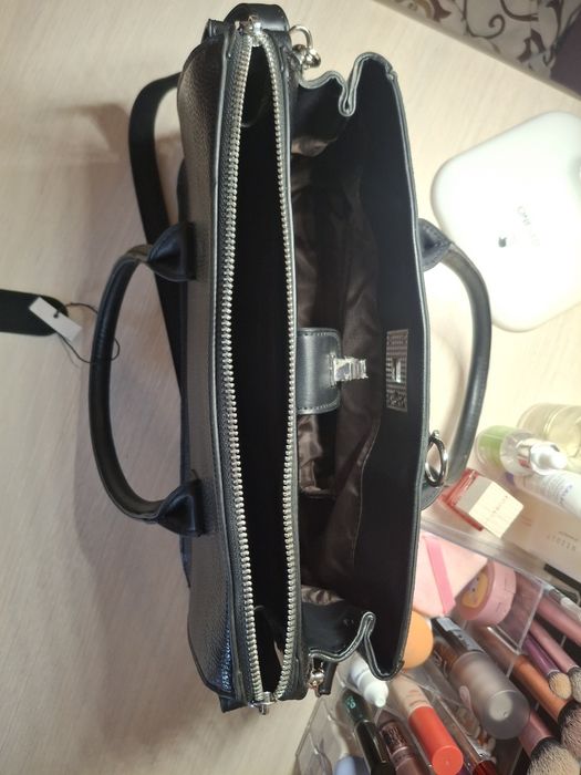 Сумка  женская черная кожа  замша натуральная  средний размер