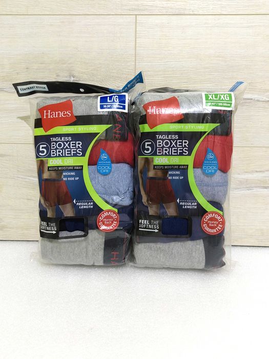 Hanes COOL DRY трусы мужские размер XL цена за упаковку 5 штук.