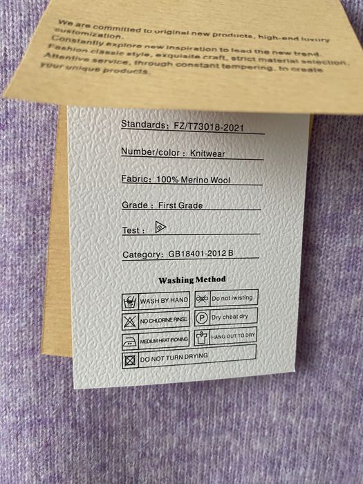 Nowy 100% wełna merino liliowy wrzosowy sweter crewneck dzianinowy