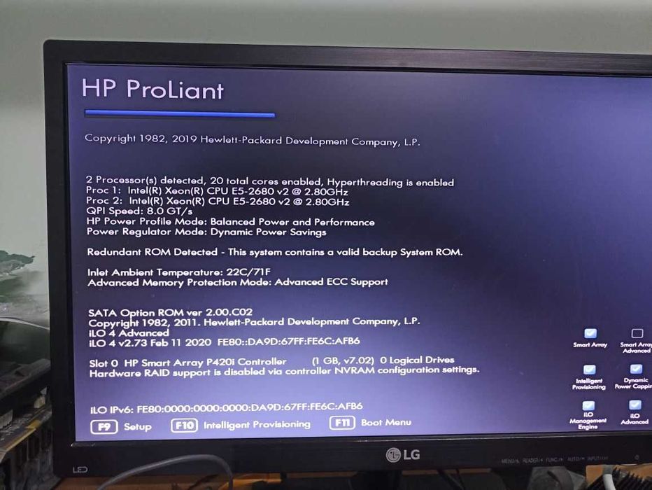 Сервер HP DL360p Gen8 / 2×E5-2680 v2 / 96 ГБ / 20 ядер, 40 потоків