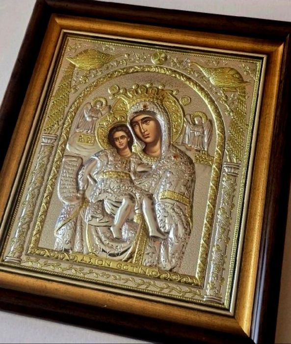 Piękna Ikona Grecka Matka Boska z Dzieciątkiem Jezus.