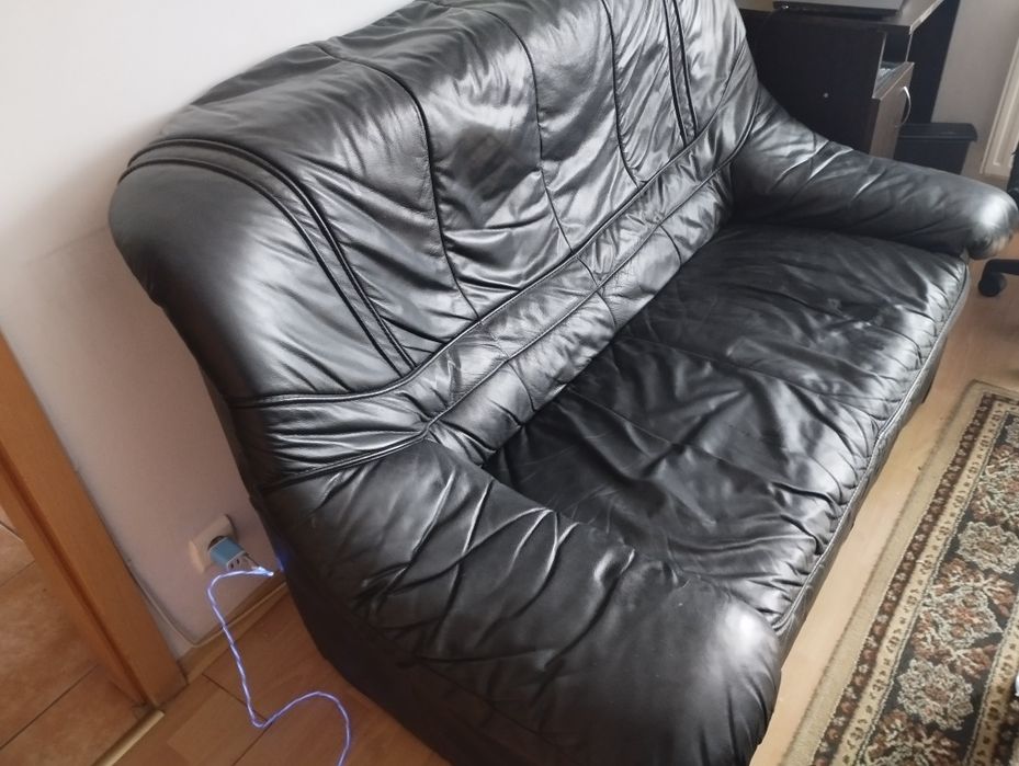 Sofa skórzana czarna