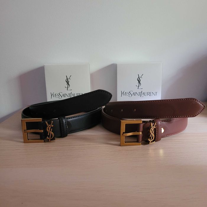 Zestaw dwóch pasków czarny i brązowy YSL 105 cm