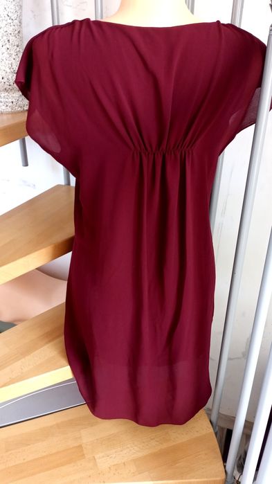 Tunika burgundowa asymetryczna na podszewce