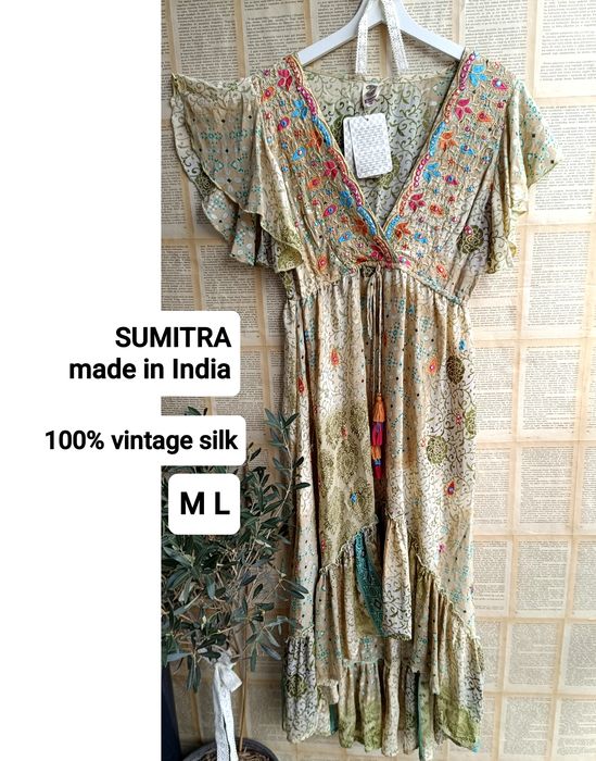 M L biust 49x2 Sumitra Indie Orientalny Boho Chic: Sukienka SUMITRA