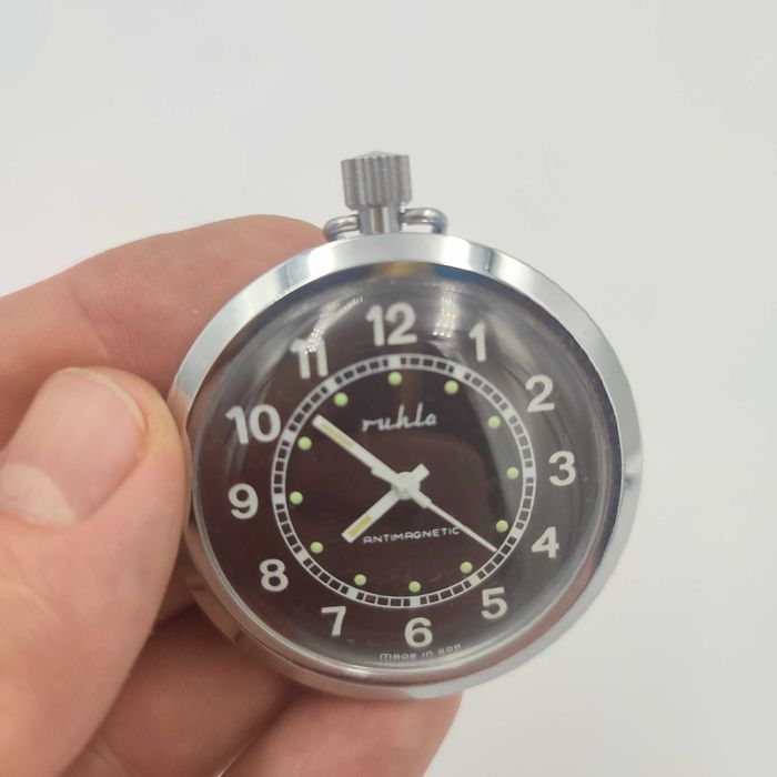 zegarek kieszonkowy Ruhla Antimagnetic H5GRU5 70s GDR(działa)+ pokr.