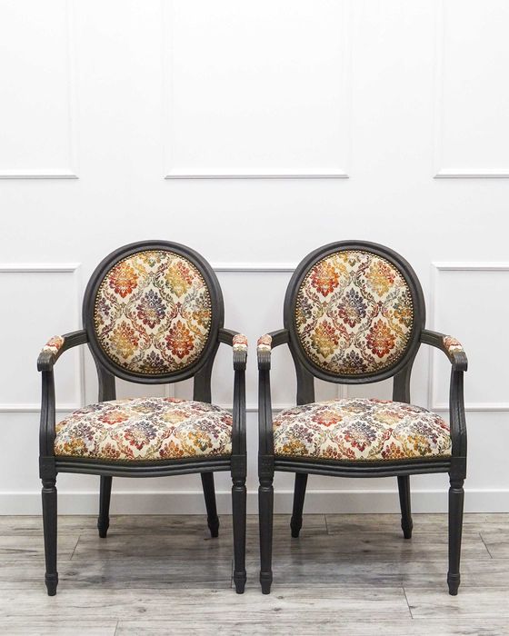 FOTELE tapicerowane do jadalni FOTEL kapitański SZENILA po renowacji 2