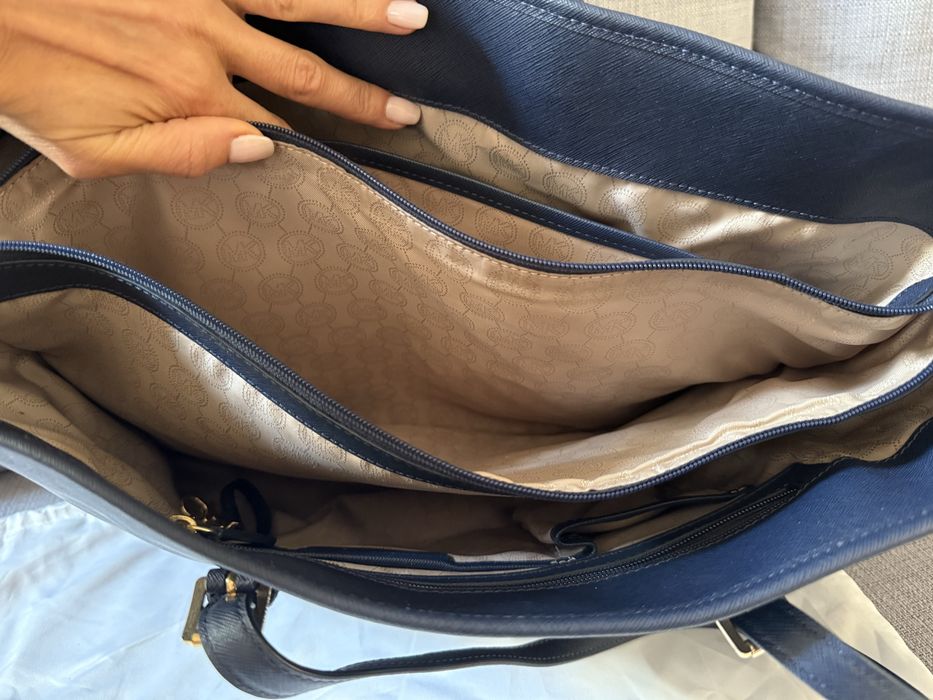 Torba shopper Jet lag, large, skóra, kolor navy Blue