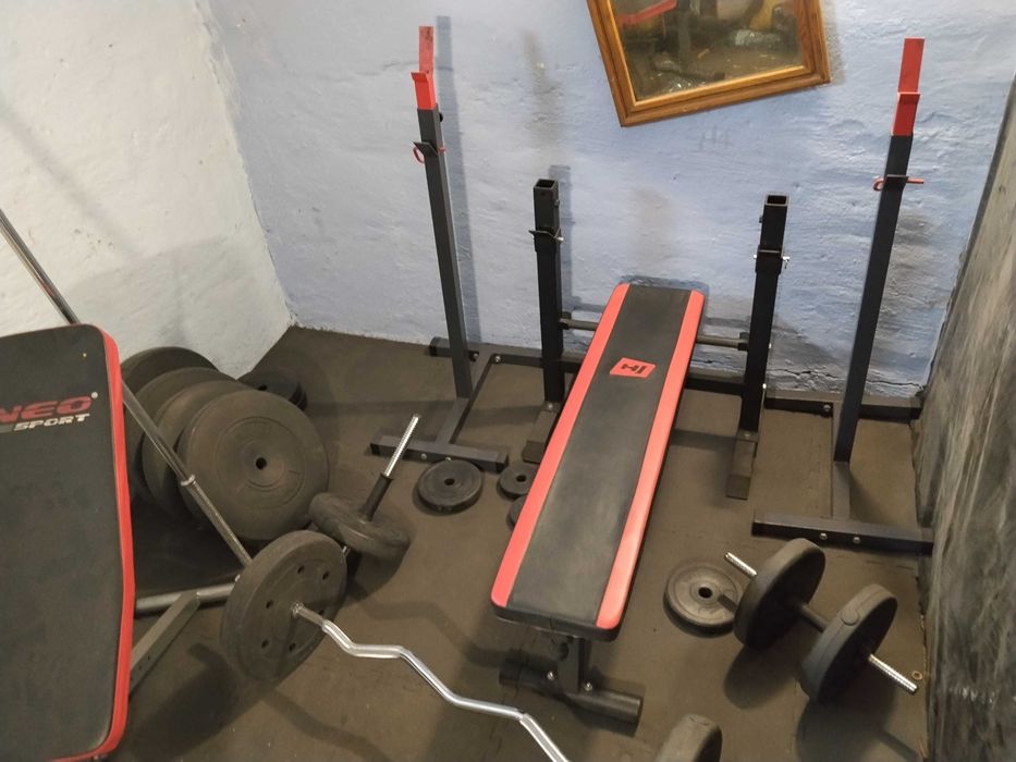 Siłownia domowa, 2 ławeczki, hantle, gryfy. obciążenie bitumiczne!