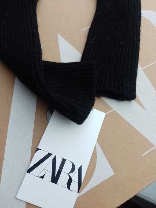 ZARA/ długie, czarne rękawiczki z Madrytu, NOWE
