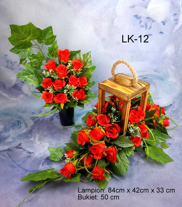 Kompozycje kwiatowe, bukiet + stroik na cmentarz, na grób, lampion