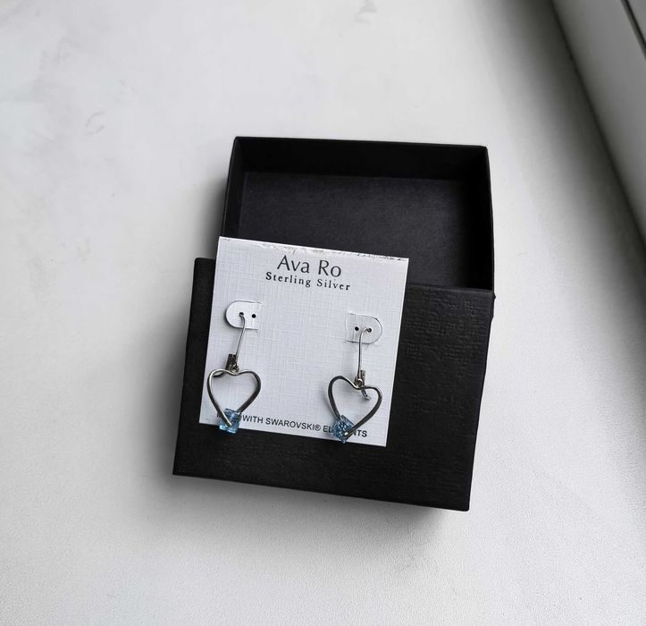Сережки Ava Ro серце срібні з Swarovski (925 проба) Сережки серебряные