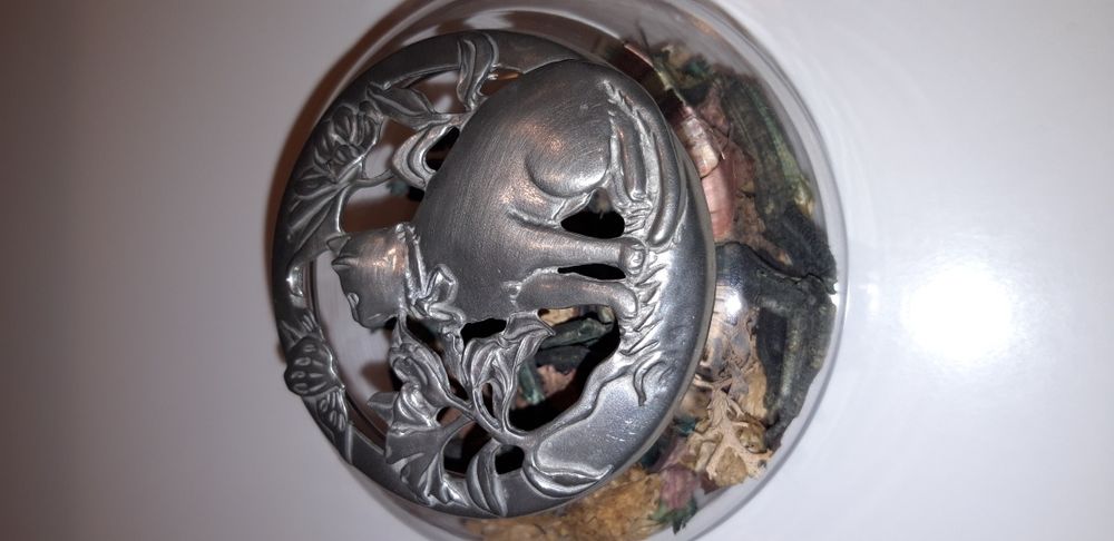 Stary kolekcjonerski ażurowy pojemnik szklany