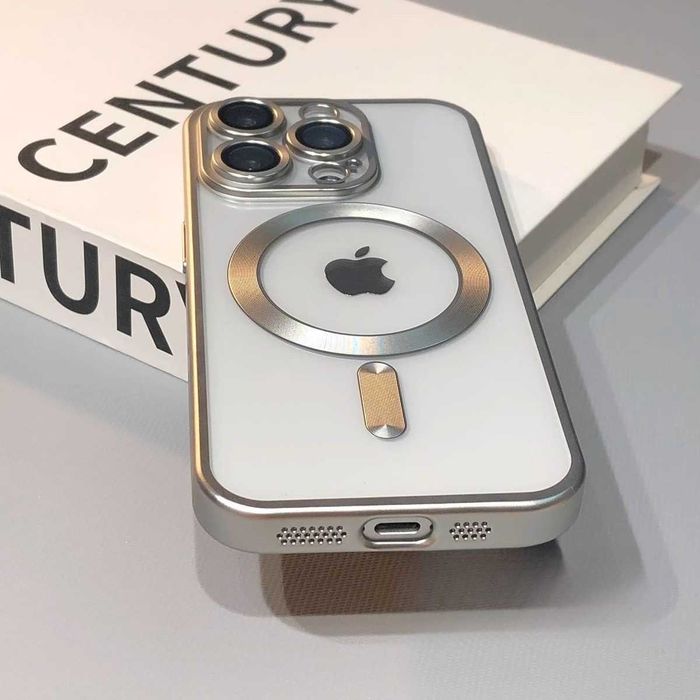 Силіконовий Прозорий чохол MagSafe для iPhone захисним склом для камер