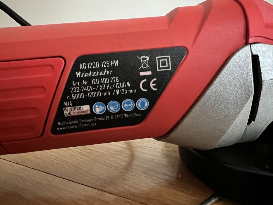 Кутова шліфувальна машина Purework AG  125мм, 1200W,