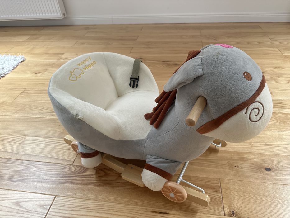 Happy hippo OSIOŁEK hipopotam na biegunach 2w1 JEŹDZIK BUJAK konik PREZENT NA ROCZEK pchacz