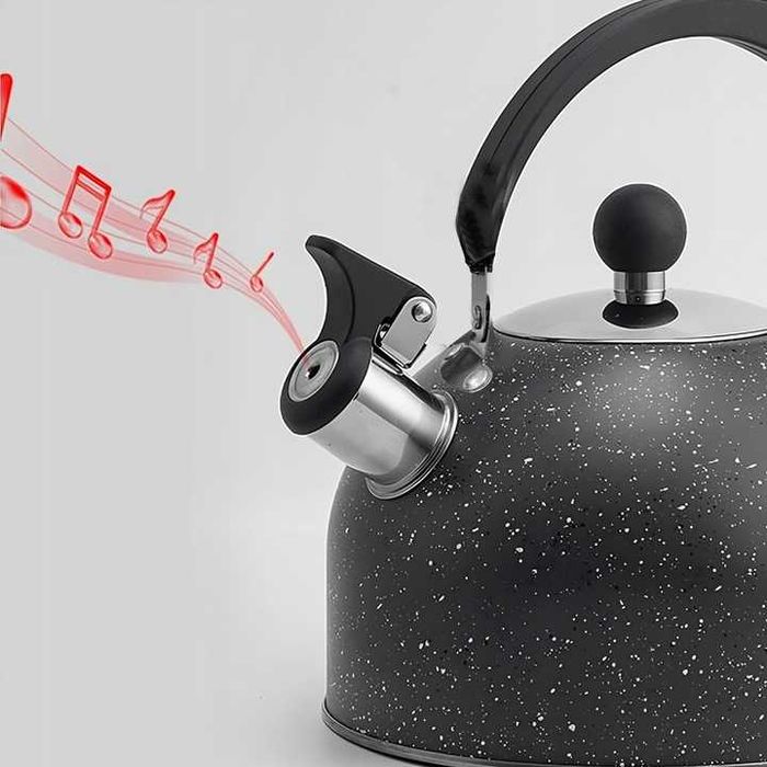 Czajnik Stalowy Czarny Indukcja Gaz Gwizdkiem Bezprzewodowy 2,5l Duży