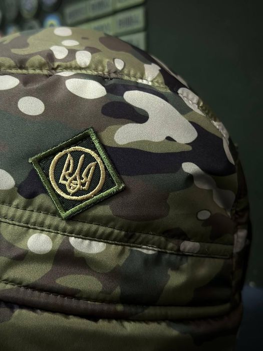 Військова тепла зимова Шапка вушанка на флісі Мультикам Піксель Олива