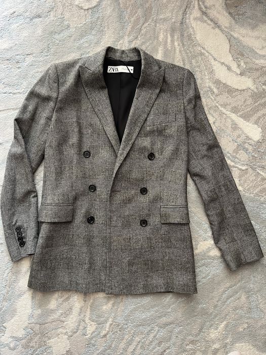 Жакет Zara у клітинку сірий розмір S
