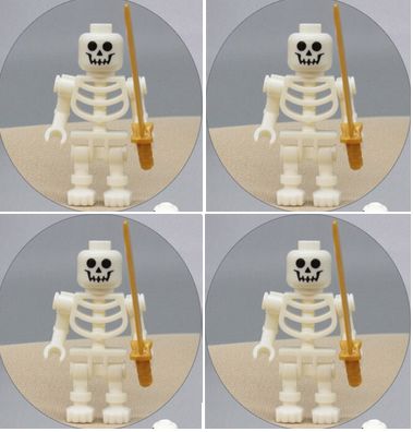 SZKIELETY Zestaw figurek 4 sztuki KLOCKI Kościotrup Broń Karta Lego