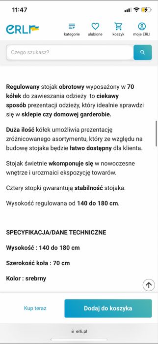 Stojak obrotowy metalowy