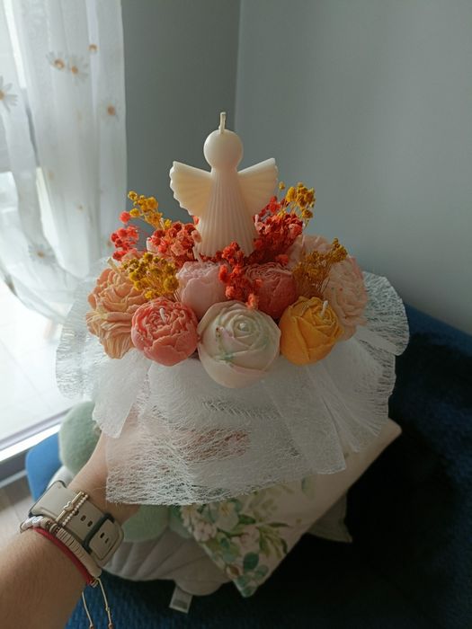 Prezent na Komunię Świętą, Dzień Matki, flowerbox ze świec sojowych