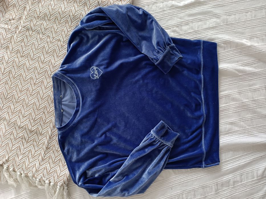 Welurowa bluza  fioletowa love 152/158