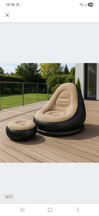 Fotel ogrodowy dmuchany pompowany pufa na plażę ogródu + pompka  2 szt