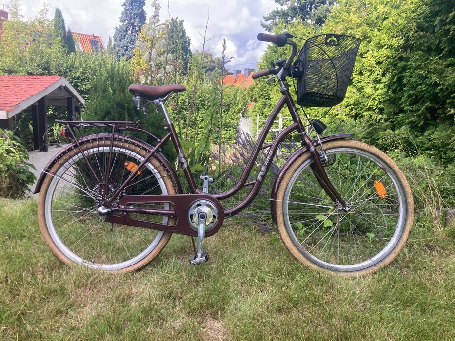 Rower miejski Kross Classico 26" | Koszyk + Bagażnik | Brązowy retro