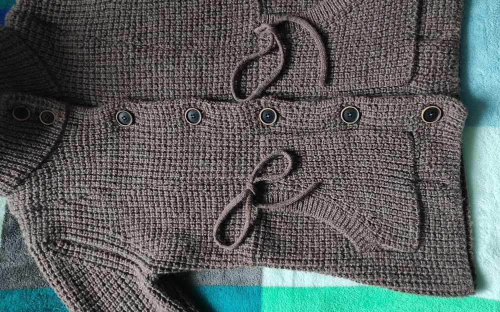 Sweter z kapturem, kurtka, wełna, pikowanie, jak nowy, Benetton