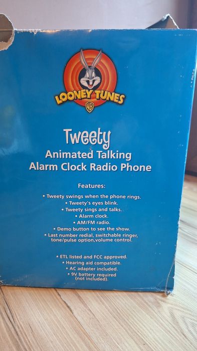 Telefon stacjonarny Tweety budzik radio AM/FM Looney Toons