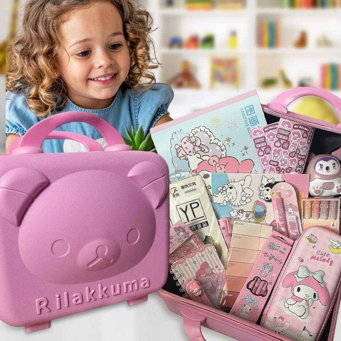 Набір канцелярії в чемодані великий «Зайка» 55 в 1 Рожевий канцелярия