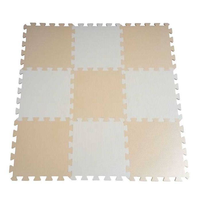 Mata pod sprzęt do ćwiczeń puzzle 6 sztuk Beżowo/Biała KRA