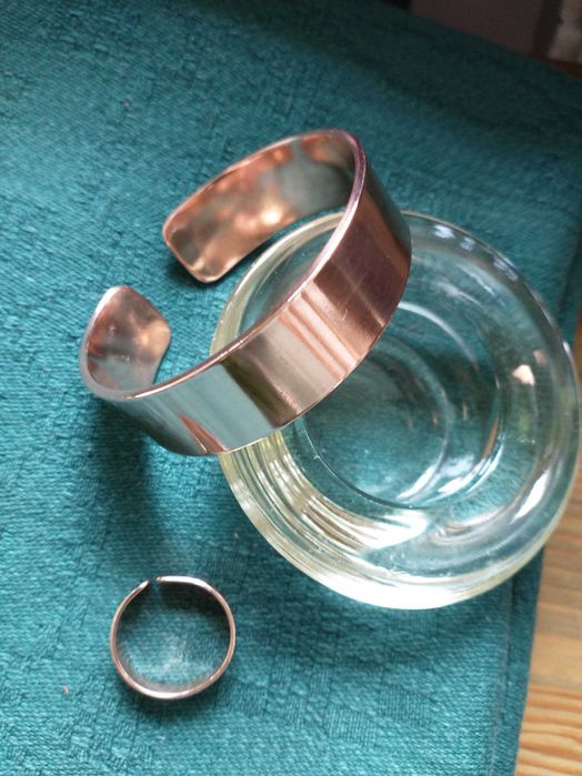 Komplet bransoletka obrączka miedź rękodzieło