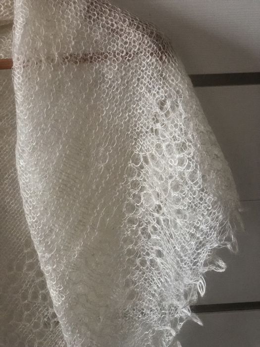 Пухова хустка, шалик, палантин, шарф косинка з шовком преміум якості