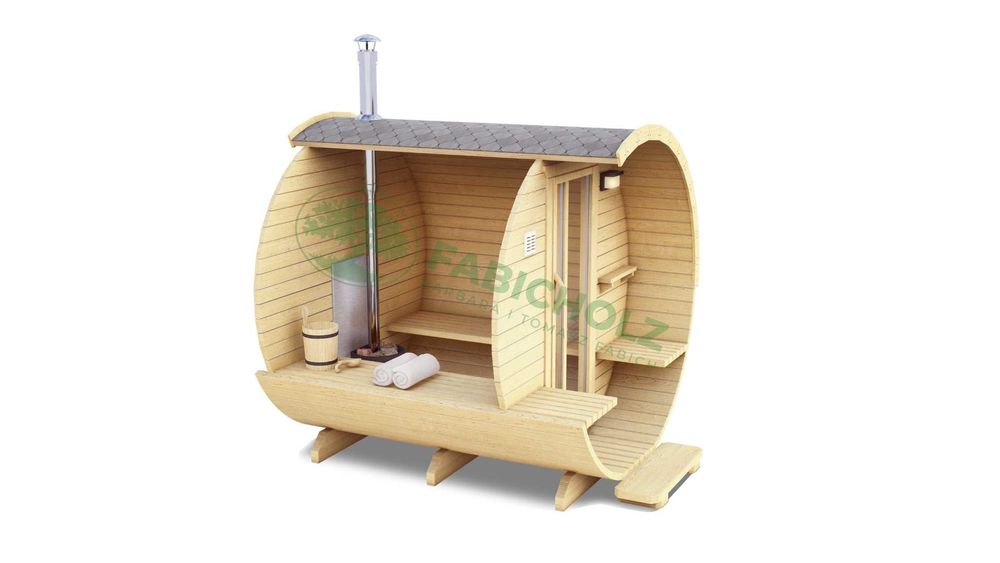 Sauna Circle Medium Open 2,4m ze strefą relaksu, beczka sauna ogrodowa