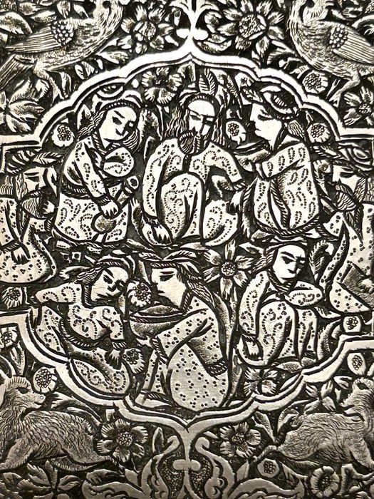 Papierośnica w stylu Qajar art Persja  1917 rok srebro 84