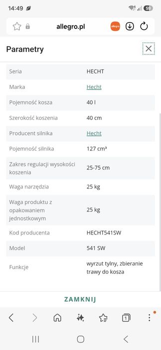 Kosiarka spalinowa Hecht 541 SW Napęd!