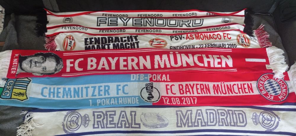 Szaliki sportowe fc bayern, PSV, Feyenoord