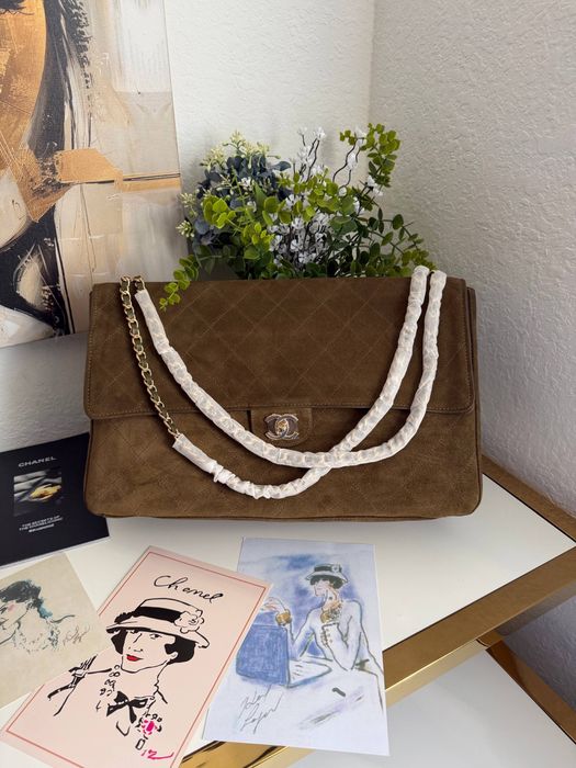 Сумка Chanel Maxi замшева хакі