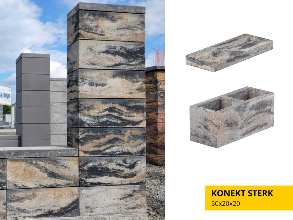 Pustak ogrodzeniowy KONEKT bloczki 50x20x20 ogrodzenia STERK