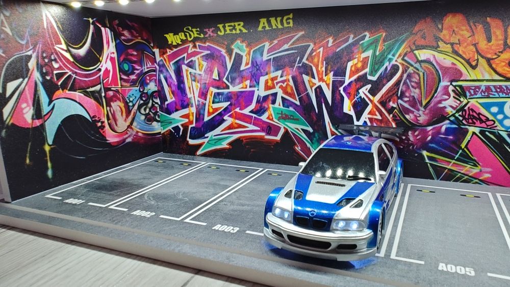 Scena Garaż parking dla modeli i aut RC kolekcja gablota LED USB preze