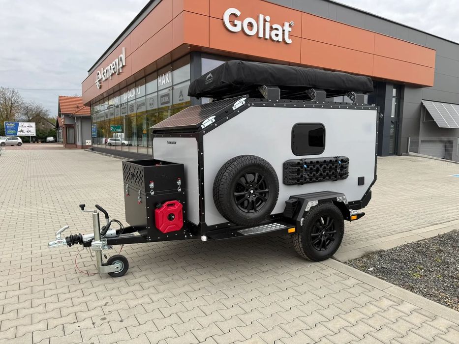 Niewiadów Przyczepa offroad N –Venture 1000kg wyprawowa 4 osobowa  Najtańsza nowa przyczepa kempingowa 3 osobowa z prysznicem i toaletą