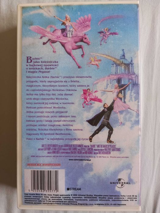Bajki dwie kasety Video VHS: Barbie Magia Pegaza + Szeherezada