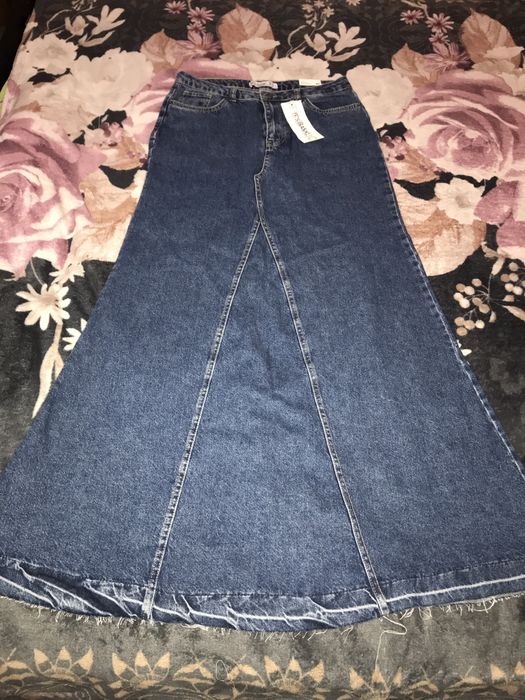 Джинсова жіноча  юбка, максі. Довжина 108 см