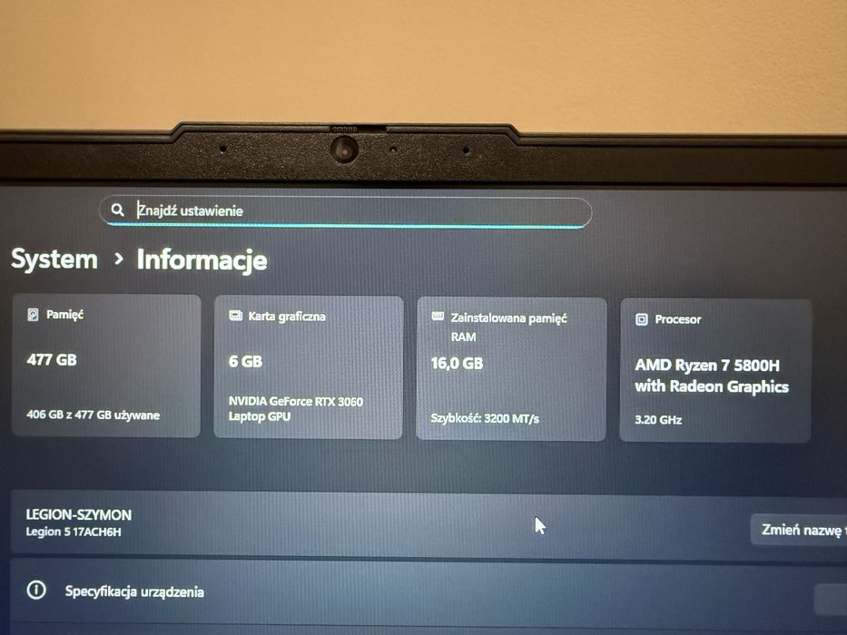 Laptop gamingowy Lenovo Legion 5-17 144Hz